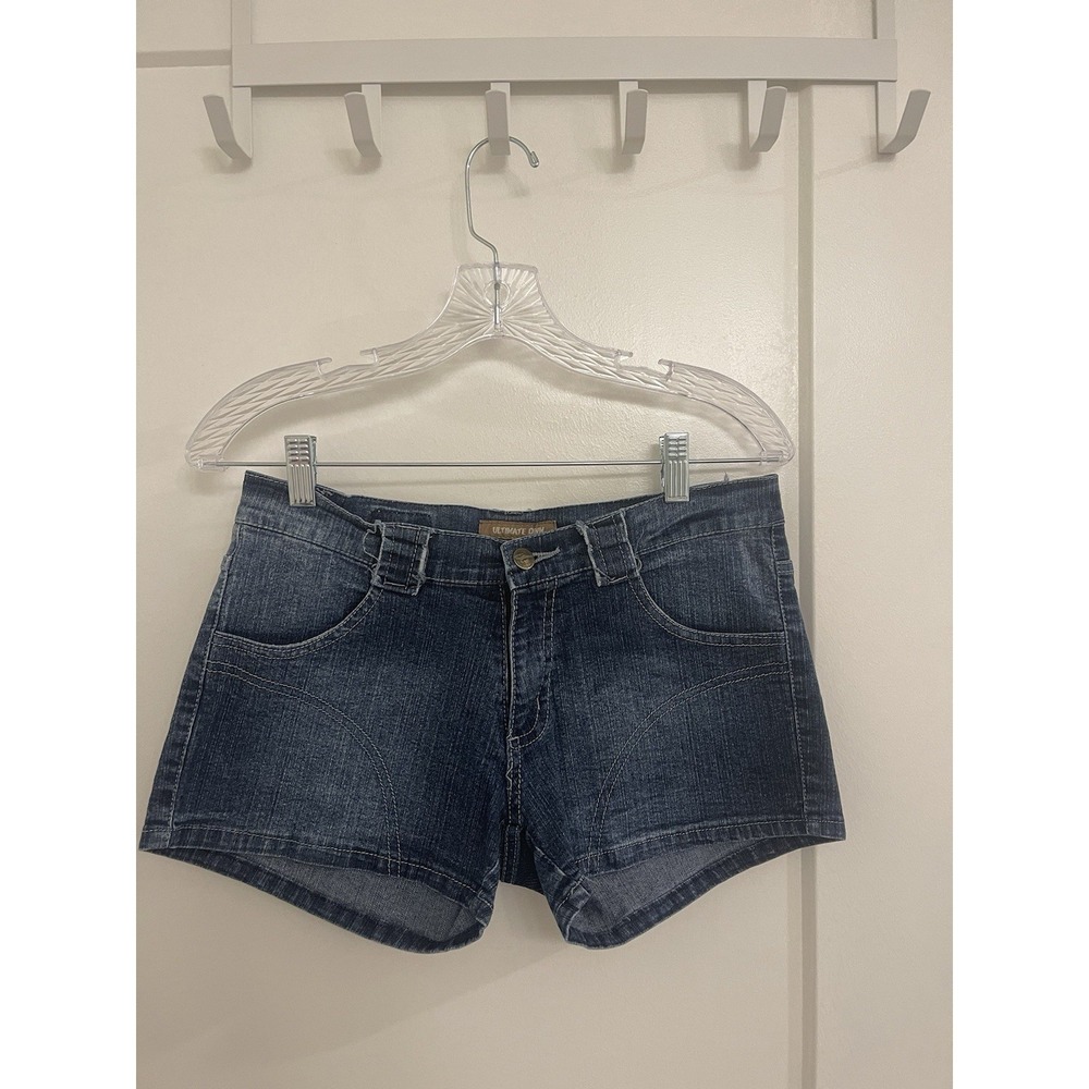 Vintage Denim Micro Shorts Y2K Streetwear Grunge Dark Wash Women's